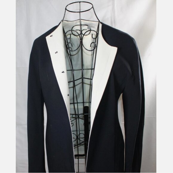Dark Blue Blazer Suit Jacket XS 4 P Fitted Petite Career Office Anne Klein - Picture 4 of 6